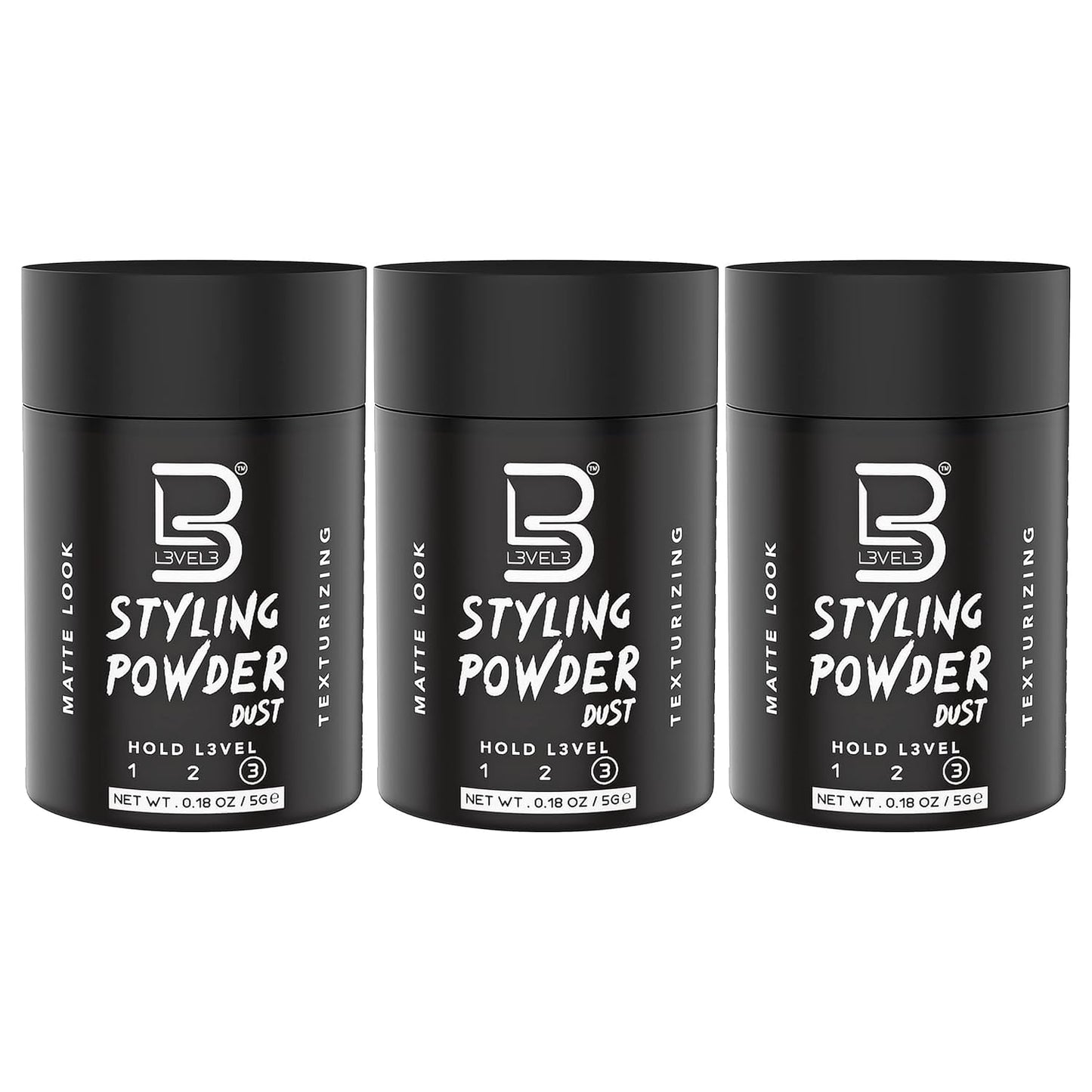 L3 Level 3 Travel Styling Powder - Small 0.18 oz for Travel - Natural Look Mens Powder - Sample Styling Powder