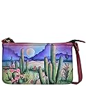 Anna by Anuschka Women's Original Genuine Leather Hand-Painted Crossbody Organizer - Leather Handbag for Women - Desert Moon