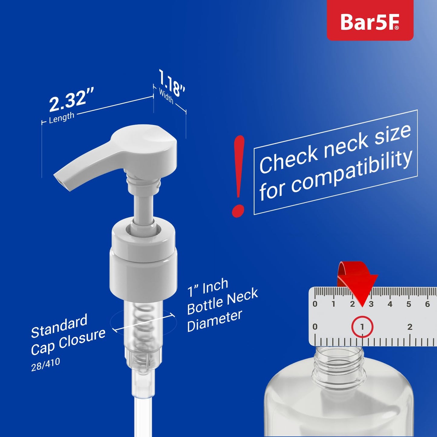 Bar5F Pumps for Shampoo and Conditioner Bottles, Salon-Brand Liters, 2 Pack Beauty and Personal Care Bar5F