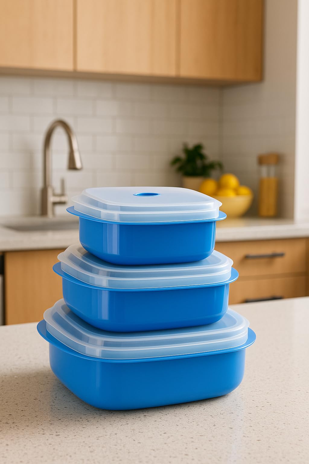 Reston Lloyd Nesting Microwave Containers, Set of 3, Adjustable Steam Vents, Airtight, Meal Prep, Durable BPA-Free Plastic- Freezer & Dishwasher…