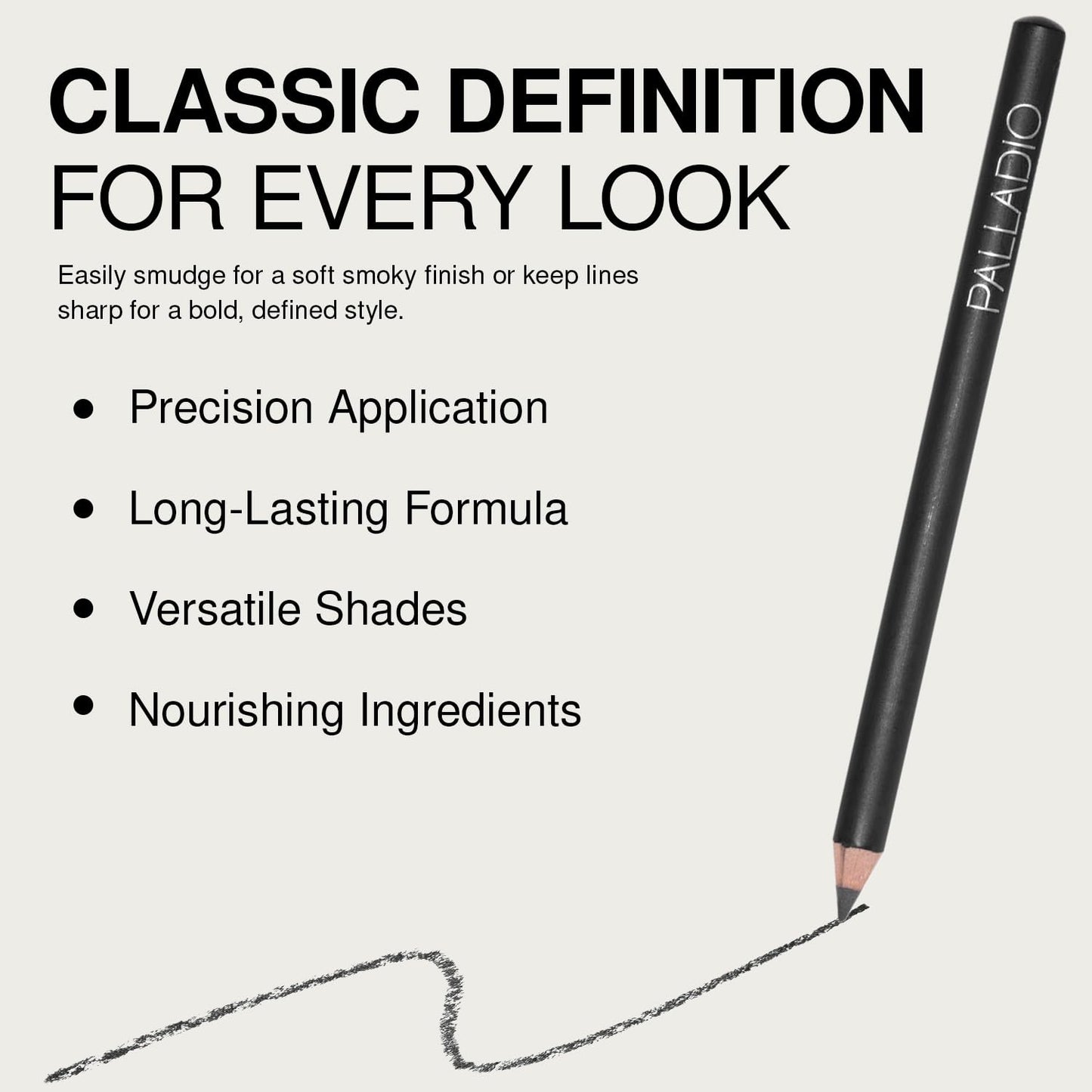 Palladio Wooden Eyeliner Pencil, Thin Pencil Shape, Easy Application, Firm yet Smooth Formula, Perfectly Outlined Eyes, Contour and Line, Long
