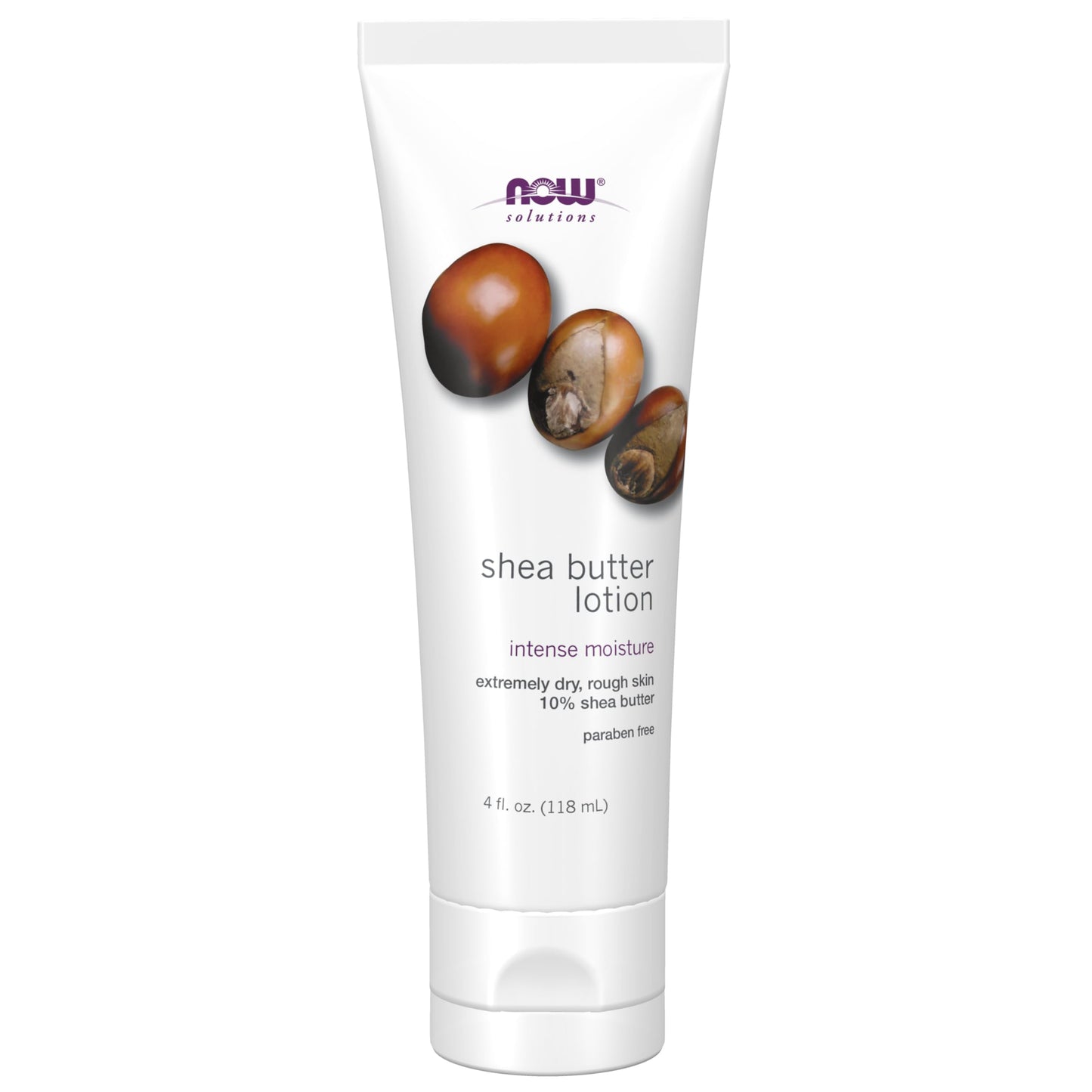 NOW Solutions, Shea Butter Lotion, Intense Moisture for Extremely Dry Rough Skin, 4-Ounce