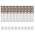 Qiterr 10PCS Empty Lip Gloss Tubes with Wand, Refillable Lip Gloss Containers, DIY Empty Lip Balm Tubes, Makeup Tool (5ML/PC Leopard Print Gold Ring)