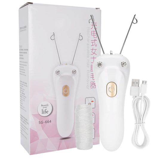 NOENNULL Electric USB Threading Epilator Hair Remover - Rechargeable Facial Hair Remover for Women & Men, Portable Cotton Thread Epilator with USB Beauty and Personal Care NOENNULL