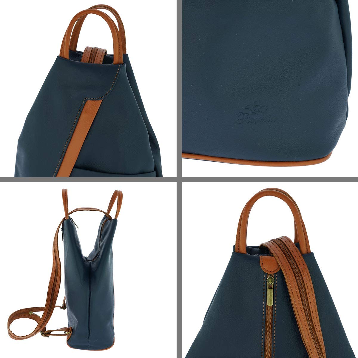 Fioretta Italian Genuine Leather Top Handle Backpack Purse Shoulder Bag Handbag Rucksack For Women