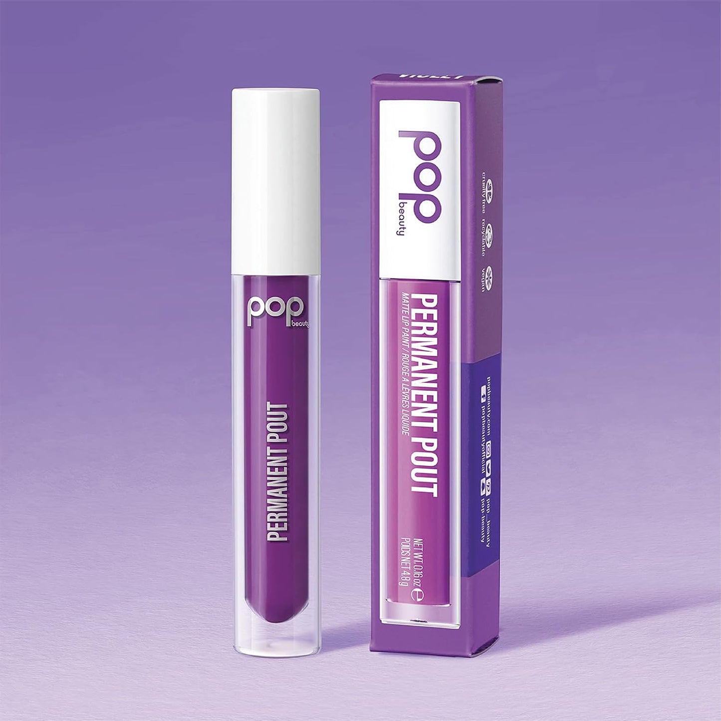 POP Beauty PERMANENT POUT | OMG VIOLET - Long Lasting Liquid Lipstick | Water, Smudge and Kiss-Proof, Velvet Lip Paint, Matte Finish, Full Colour