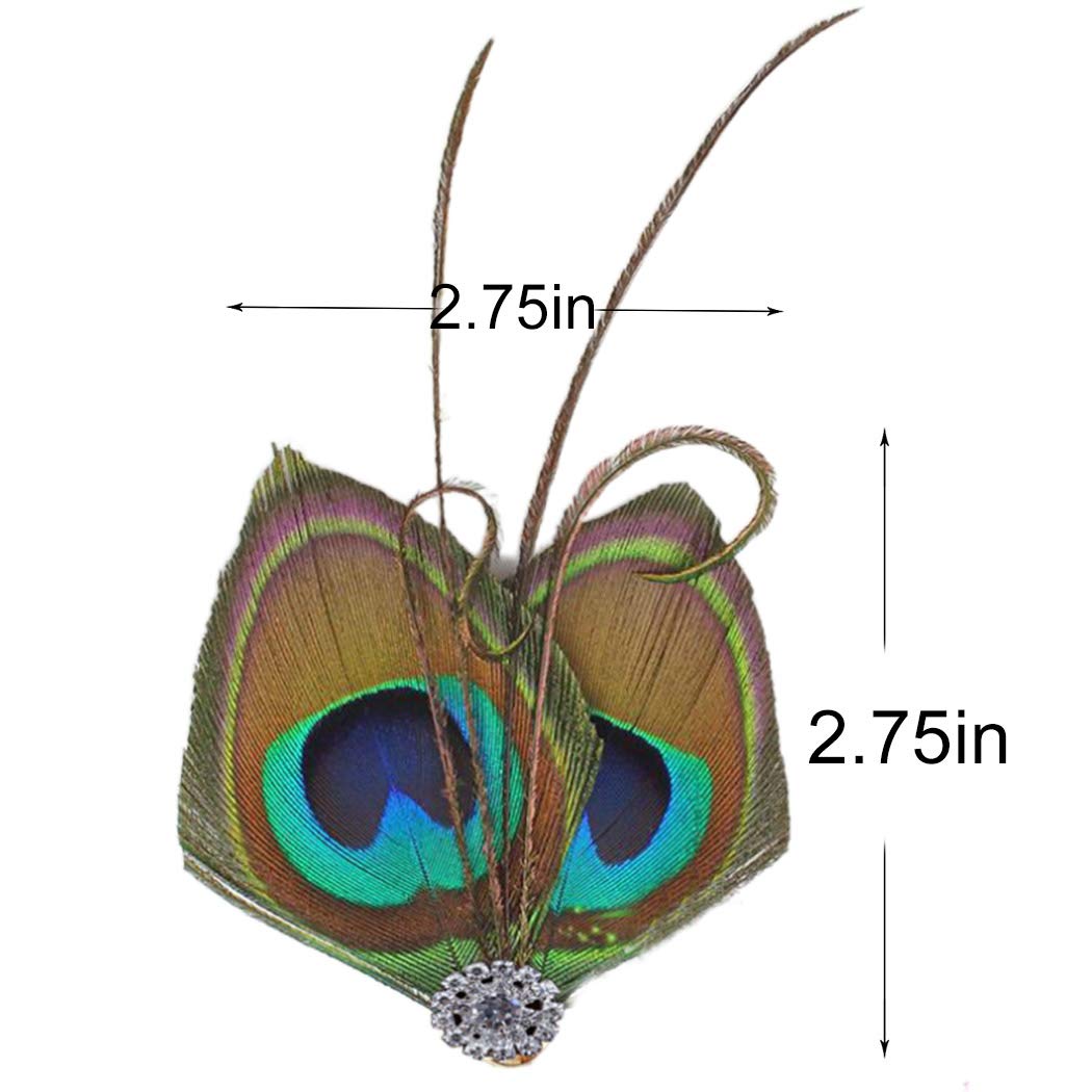 Acenail Boho Peacock Crystal Hair Accessory - Feather Hair Clips and Barrettes for Women and Girls