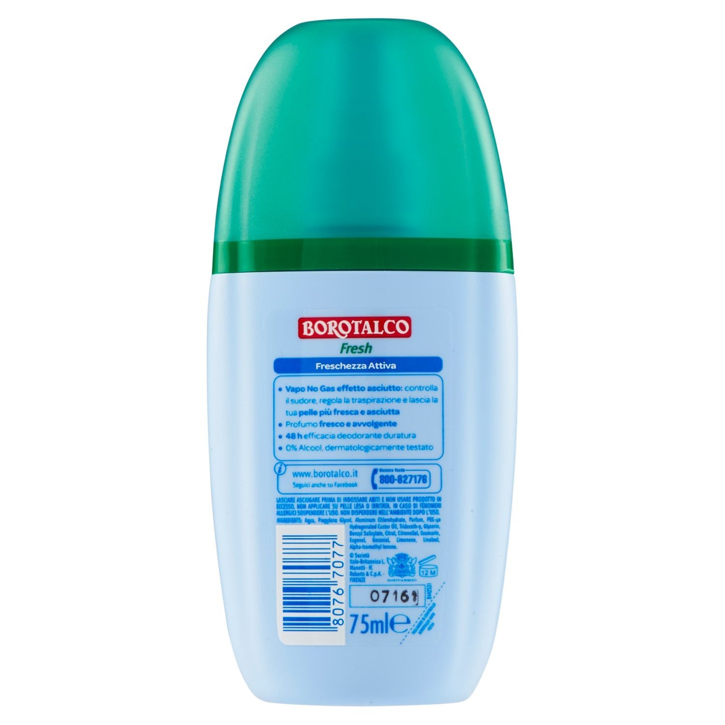 Borotalco:"Fresh" Active Freshness Deodorant with Microtalc 2.54 Fluid Ounces (75ml) Deo Vapo [ Italian Import ] Beauty and Personal Care Borotalco