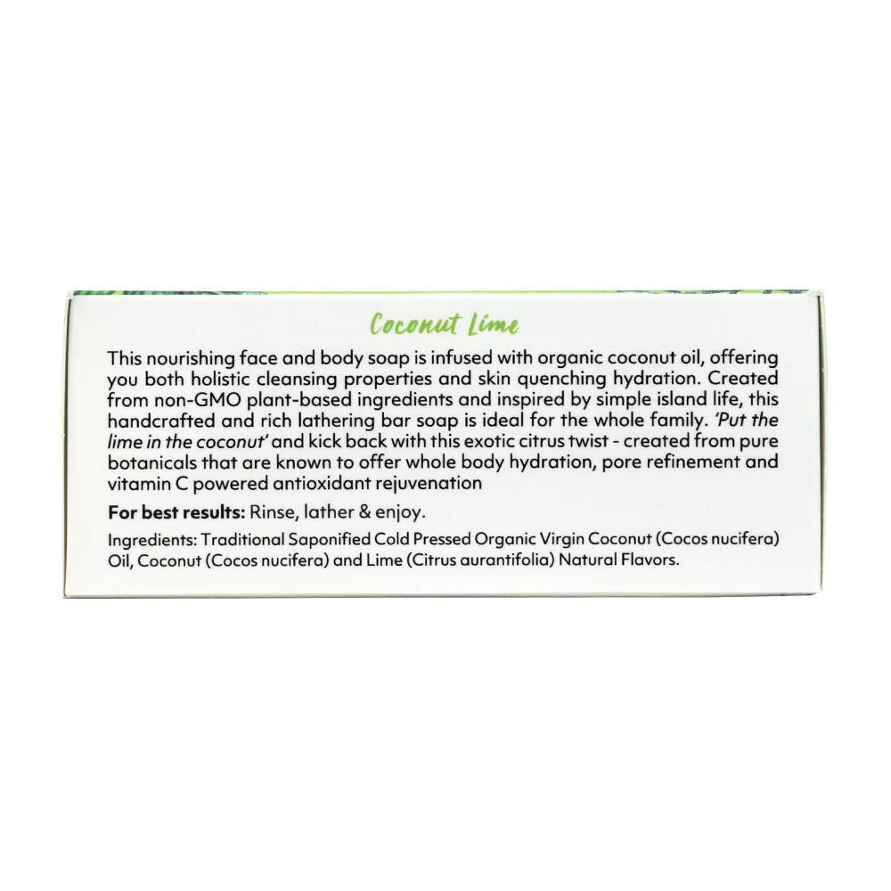 "Coco Fiji Soap Bar for Face and Body Infused With Organic Coconut Oil, Coconut Lime, Essential Oil, Natural Soap for Moisturizing & Pore Purifying Beauty & Personal Care Organic Fiji