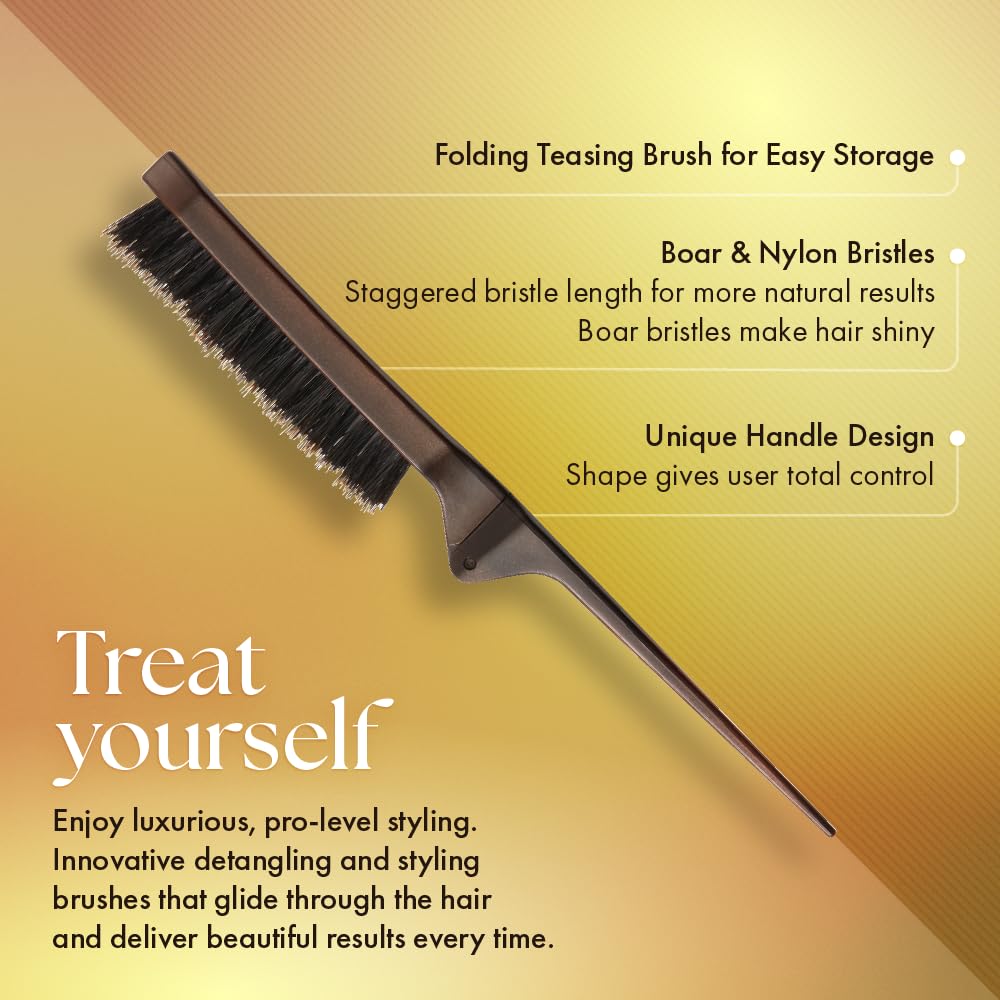 Olivia Garden Style-Up Teasing Foldable Hair Brush - 50% boar & 50% nylon bristles STU-MX (Mixed)…
