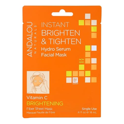 Instant Brighten & Tighten, Hydro Serum Facial Mask - Andalou Naturals (6 PACKS)