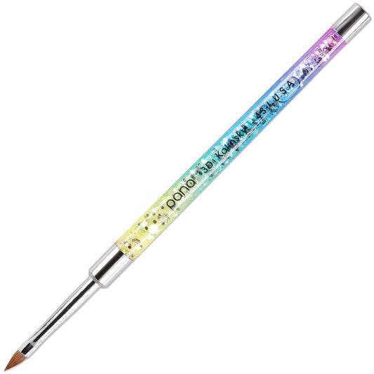 PANA Kolinsky 3D Acrylic Nail Brushes with Liquid Glitter Handle - For Professional Acrylic Powder Liquid Manicure Pedicure (Rainbow Color, Size #4) Beauty & Personal Care PANA