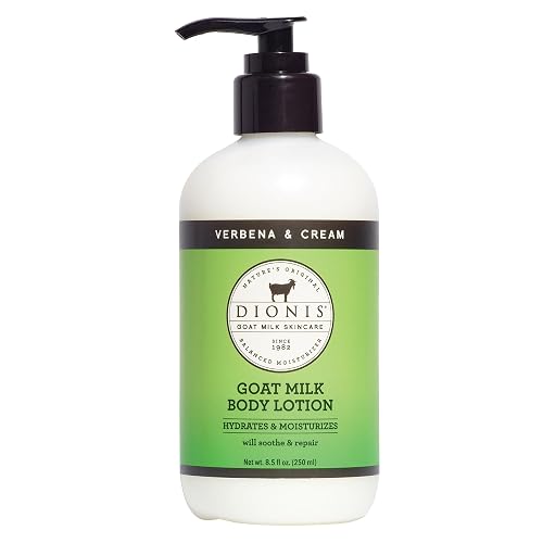 Dionis Goat Milk Lotion - Moisturizing Body Lotion for Dry Skin, Sensitive Skin Safe, Lightweight Non-Greasy Formula, Lotion Pump - Lemon Verbena