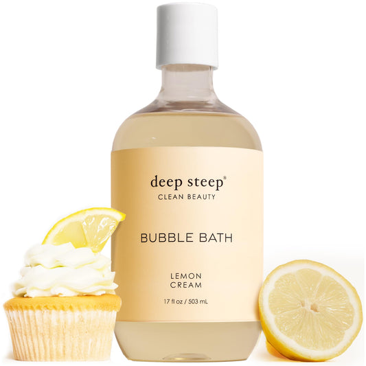 Deep Steep Lemon Cream Bubble Bath for Women, Hypoallergenic, Clinically Tested, Clean Formula for Sensitive Skin, Sulfate-Free, 17 fl oz Bottle Beauty and Personal Care Deep Steep
