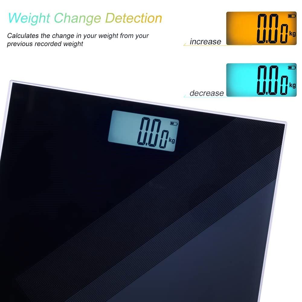 Uten Digital Weight Scale, USB Charging Bathroom Weight Scale, Three-Color LCD Back Light Display, Slim Design, 400Ibs/180kg, 6mm Tempered Glass…