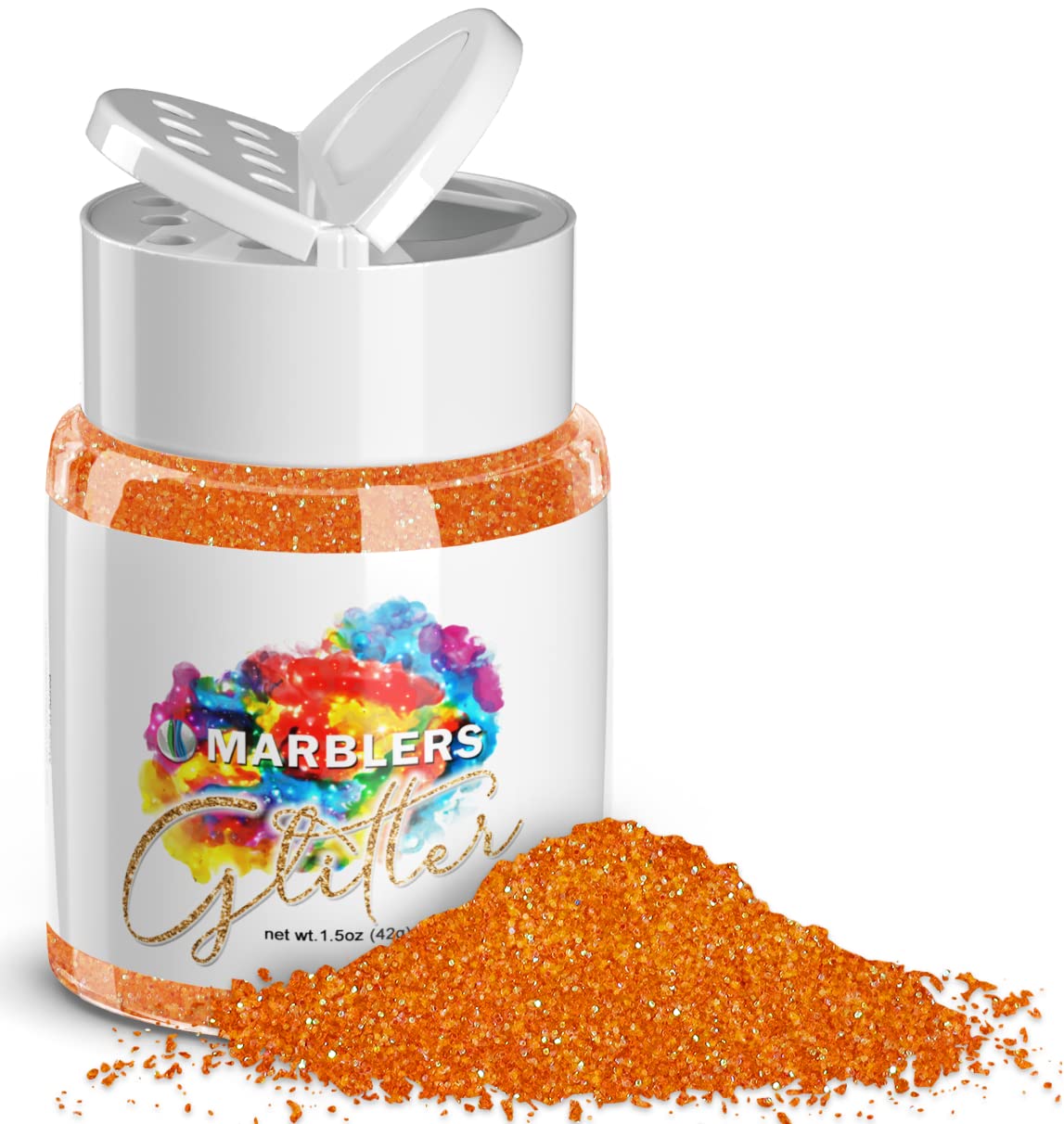 MARBLERS Holographic Glitter [Rainbow Orange] 1.5oz (42g) | Fine | Non-Toxic, Vegan, Cruelty-Free | Face, Body, Eyeshadow, Hair, Festival, Party