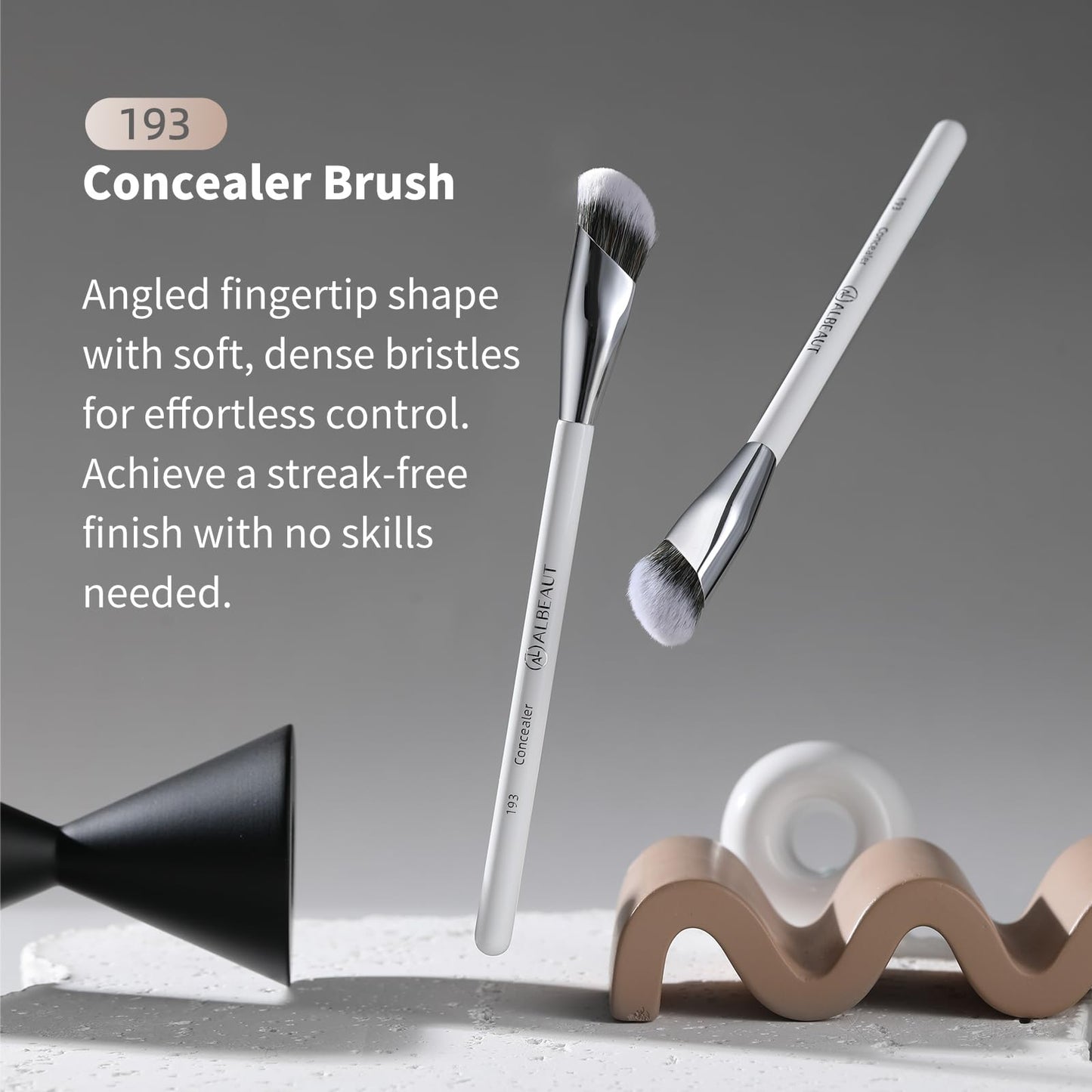 Albeaut Concealer Makeup Brushes 2 PCS Angled Brushes for Liquid, Cream, Stick Concealer Foundation Nose Contour Eyeshadow Blending(193-2pcs) Beauty and Personal Care ALBEAUT