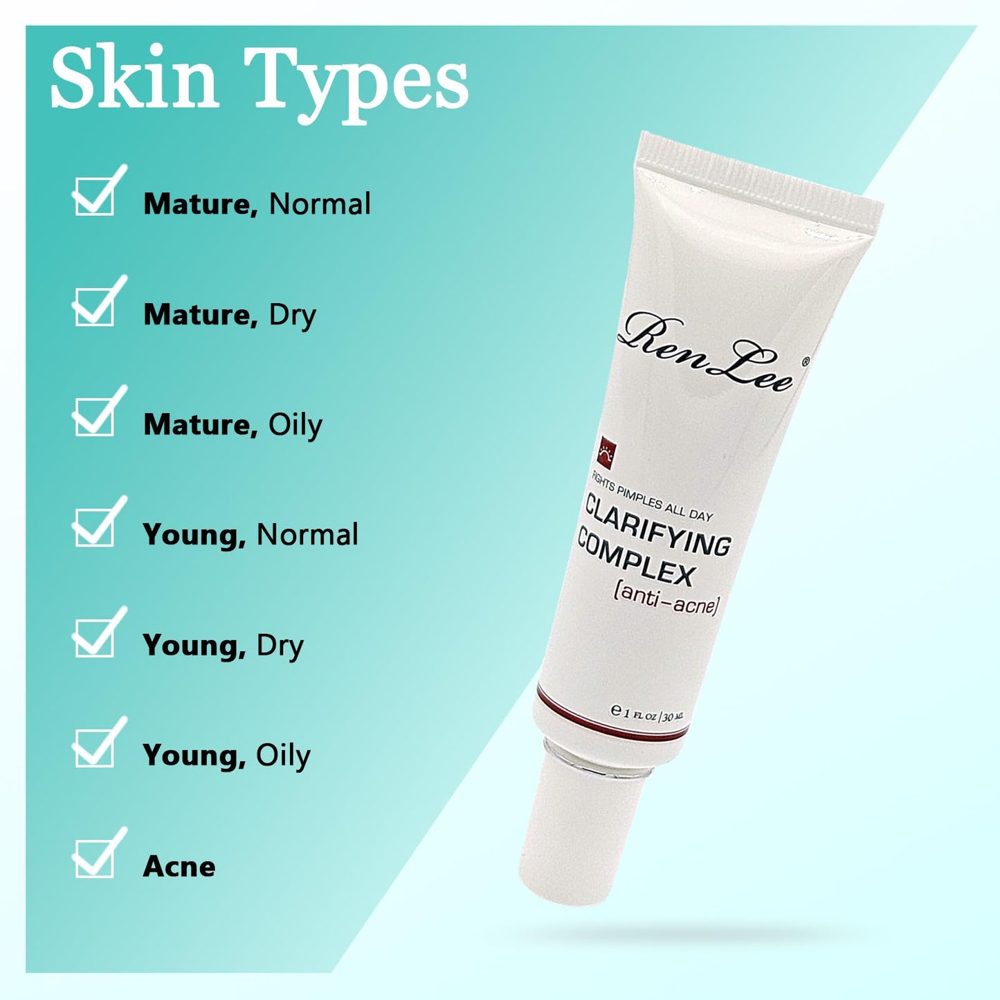 RenLee® Clarifying Complex Made in USA Pimple Correct Acne Spot Treatment Blemishes Clearing Gel, Quickly Reduce the size, redness and swelling