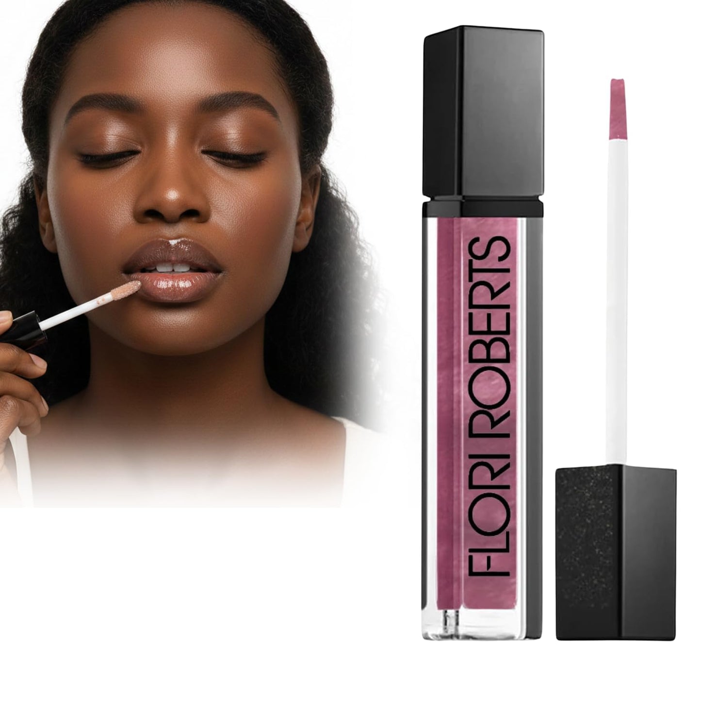 Flori Roberts Mineral Base Lip Shine, Vibrant Lip Gloss Makeup for Women of Color or Deeper Skin Tones, Non-Sticky, Long Wear High Shine Finish