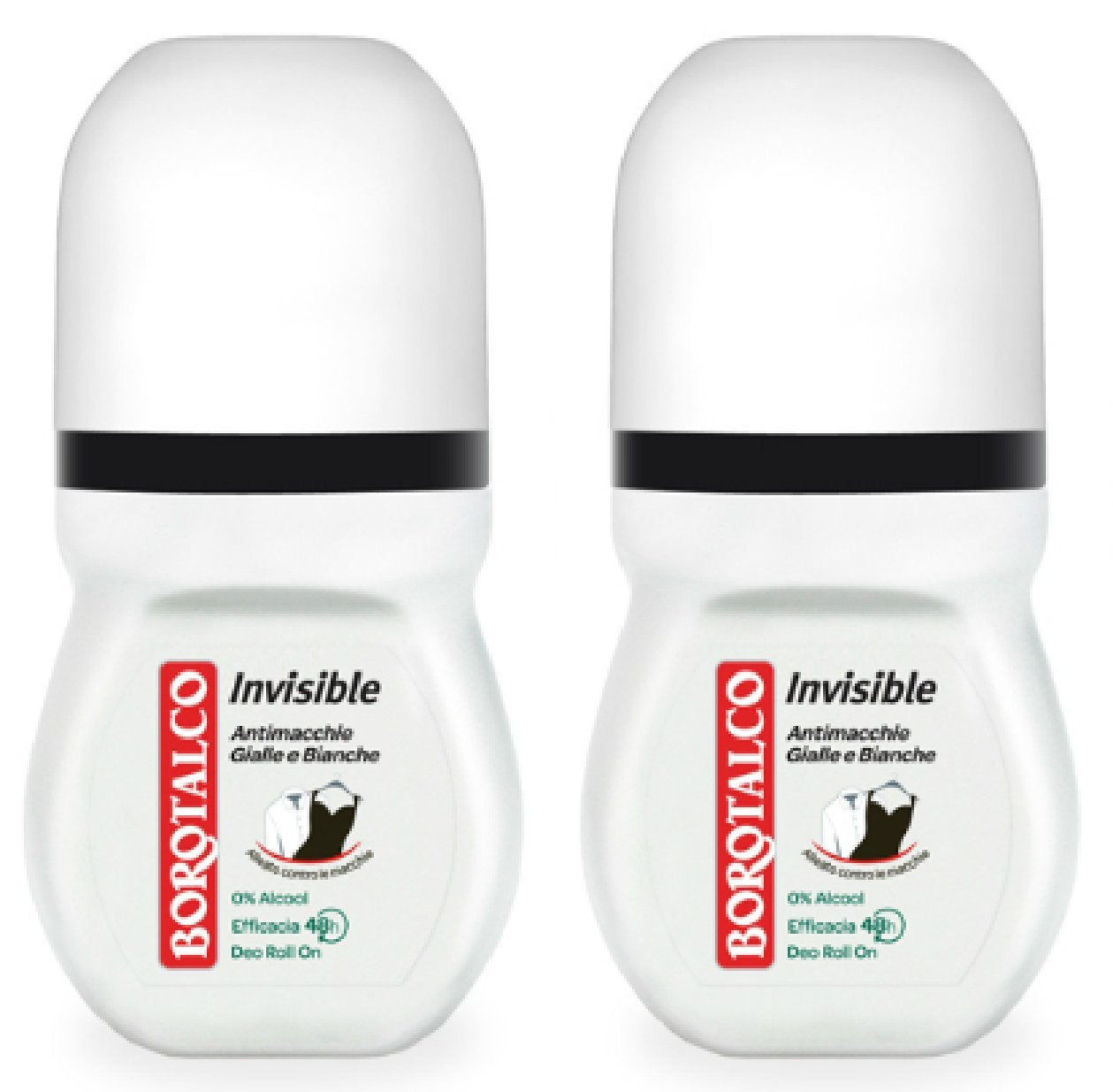 Borotalco:"Invisible" Anti-Stain Deodorant 1.69 Fluid Ounces (50ml) Deo Roll On (Pack of 2) [ Italian Import ] Beauty and Personal Care Borotalco