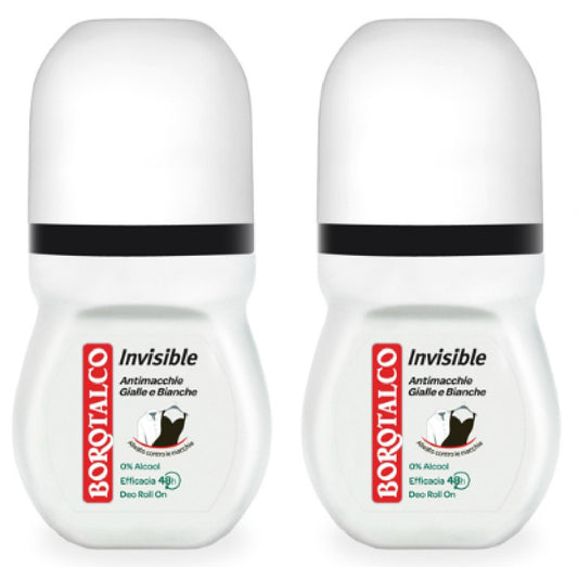 Borotalco:"Invisible" Anti-Stain Deodorant 1.69 Fluid Ounces (50ml) Deo Roll On (Pack of 2) [ Italian Import ] Beauty and Personal Care Borotalco