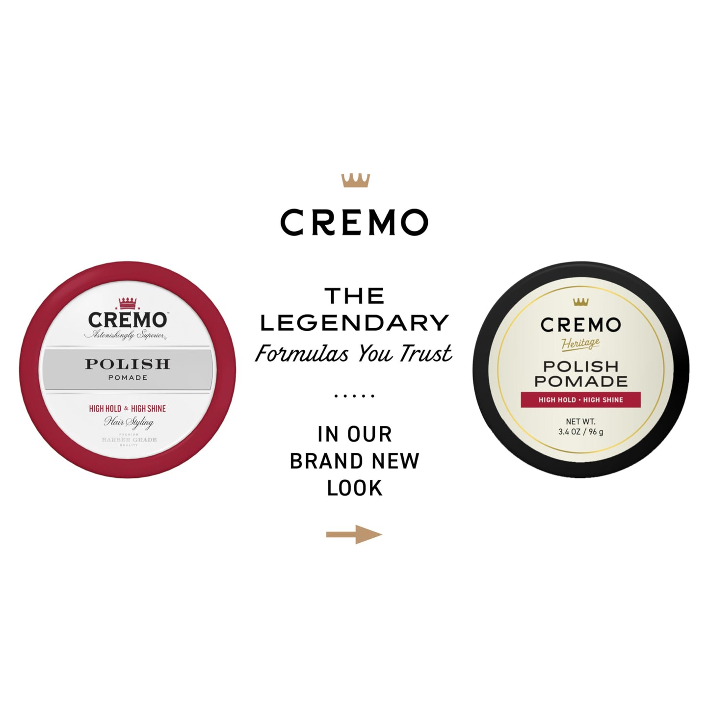 Cremo Hair Styling Shine Pomade for Men - Premium Barber Grade Shine Pomade for Hair Styling, 3.4 Oz