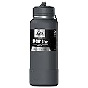 Hydrapeak 32oz Sport Insulated Water Bottle with straw lid, Leak & Spill Proof, Keeps Drinks Cold for 24 Hours, Hot for 12 Hours (Grey Matter)