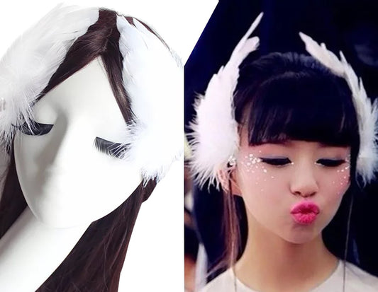2PCS Girls Heart-shaped Feather Hair Clip Headpiece Party Hairpins Hair Barrettes Hair Accessory Bridal Wedding Feather Fascinator (White)