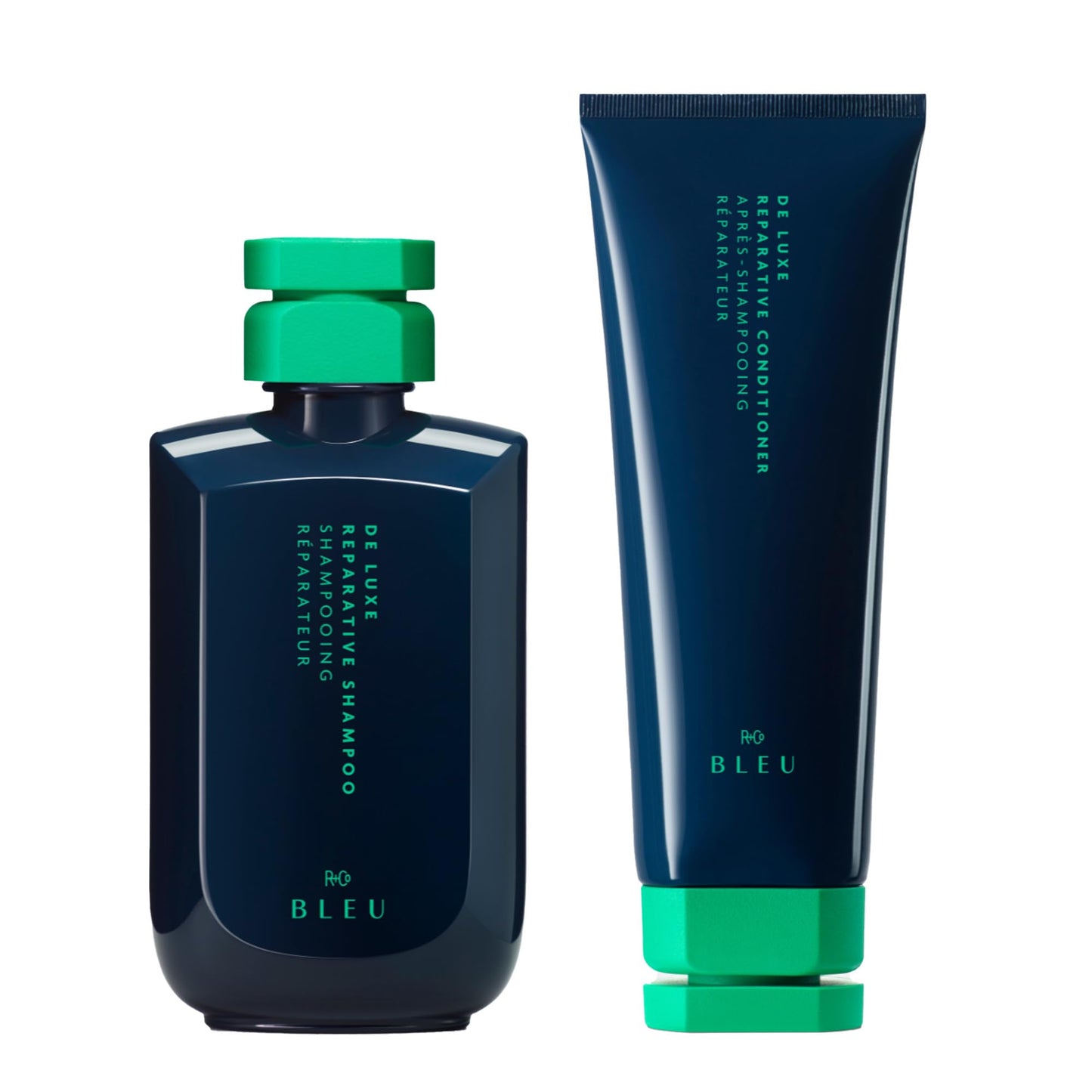 R+Co BLEU De Luxe Reparative Shampoo and Conditioner Set - Hydrates, Strengthens & Repairs Coarse, Fragile & Damaged Hair - Seals Cuticles & Split