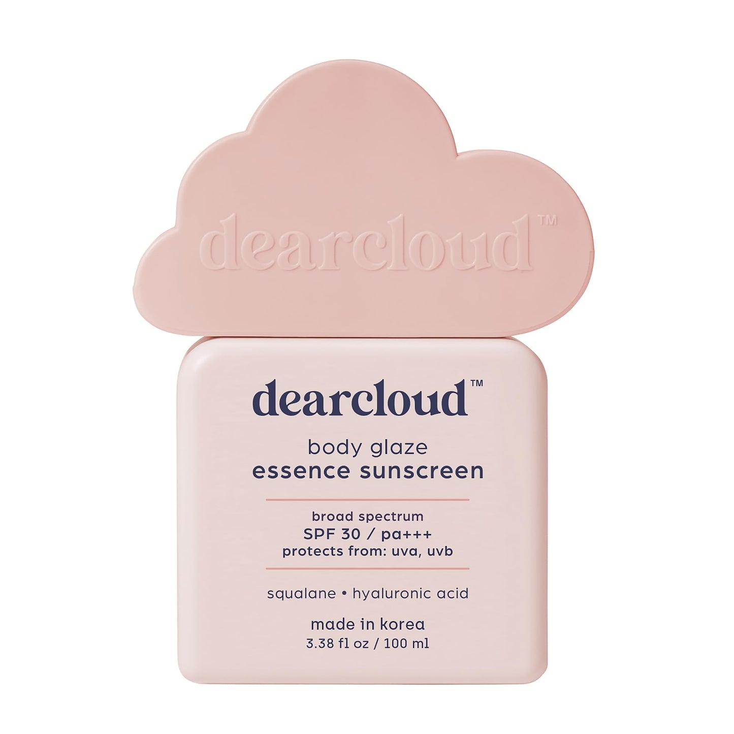 dearcloud Body Glaze Essence Sunscreen SPF 30 - Moisturizing Body Sunscreen - Korean Skincare Essential - Squalane & Hyaluronic Acid (3.38 fl oz)