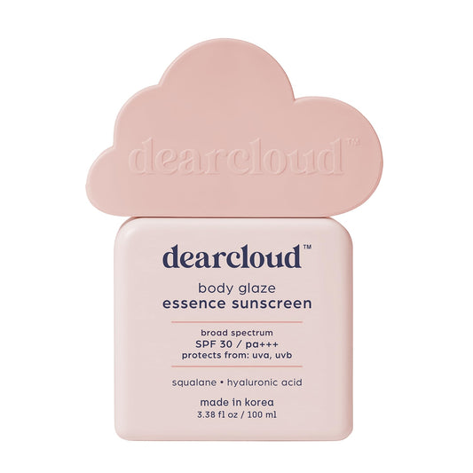 dearcloud Body Glaze Essence Sunscreen SPF 30 - Moisturizing Body Sunscreen - Korean Skincare Essential - Squalane & Hyaluronic Acid (3.38 fl oz)