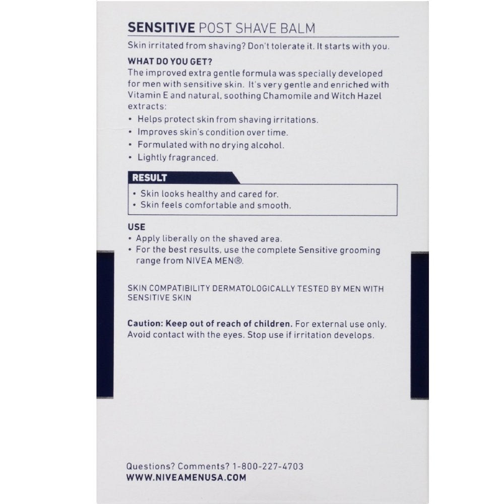 NIVEA FOR MEN Sensitive Post Shave Balm 3.30 oz (Pack of 12) Beauty and Personal Care NIVEA MEN