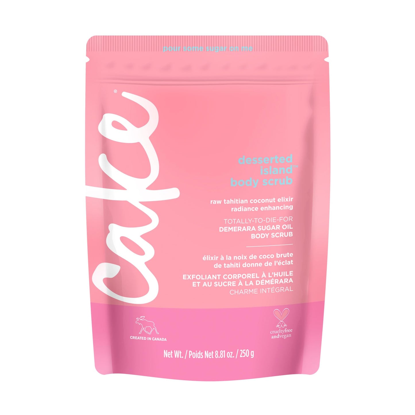 Cake Beauty Desserted Island Vegan Body Sugar Scrub - Shea Butter, Demerara Sugar & Coconut Oil - Gentle Exfoliating Hand, Leg, Foot & Body Sugar Soap