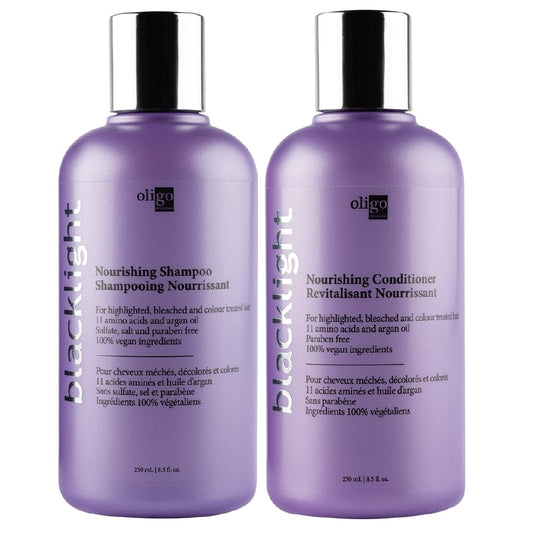 Oligo Professionnel - Blacklight Nourishing Shampoo & Conditionner for blondes - Sulfate-Free - Vegan - For color treated hair- Hydrating formula