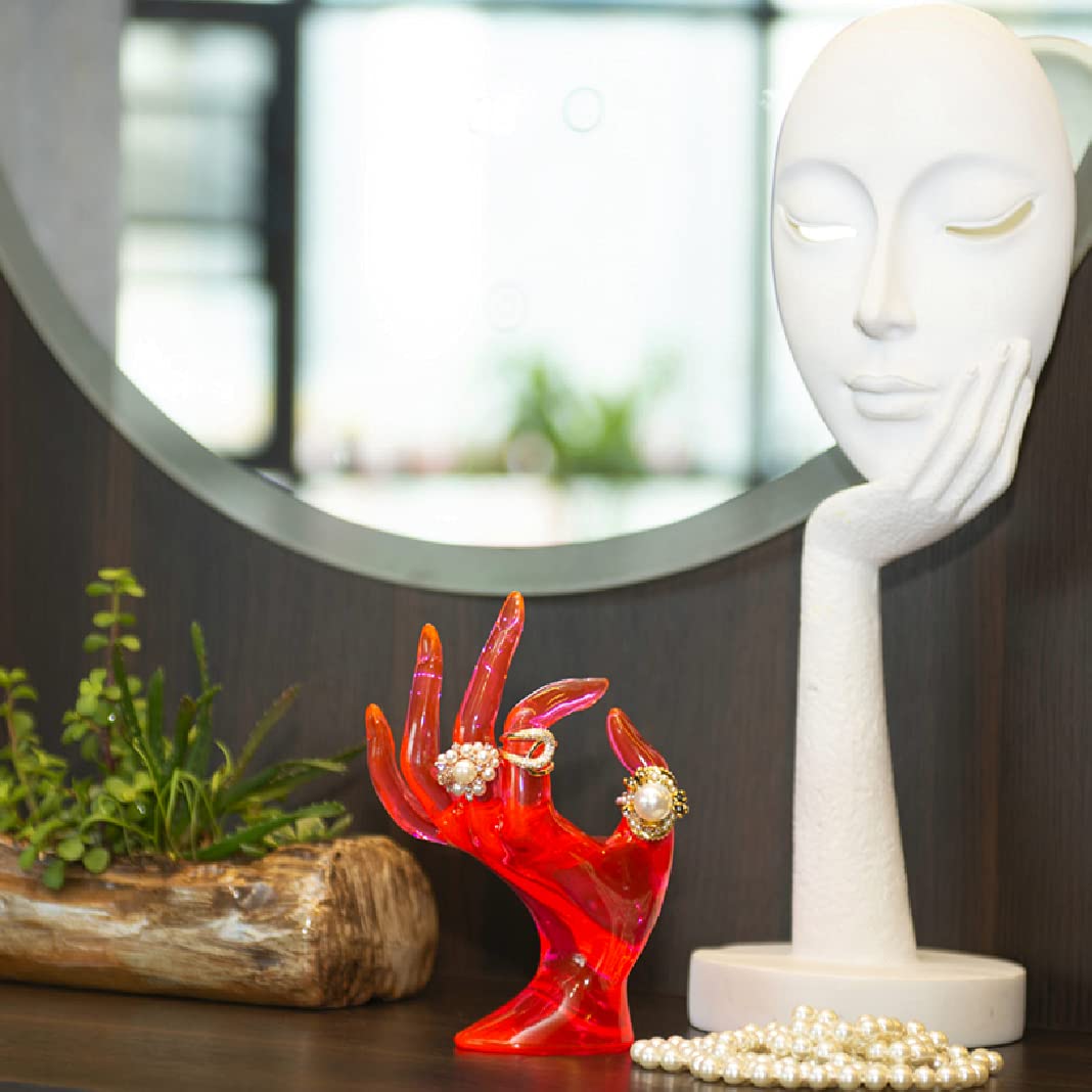 HOMEGOAL Hand Jewelry Holder, Bracelet Ring Watch Jewelry Display Holder Stand, Mannequin Hand, Polyresin, 7 Inch (Rose Red)