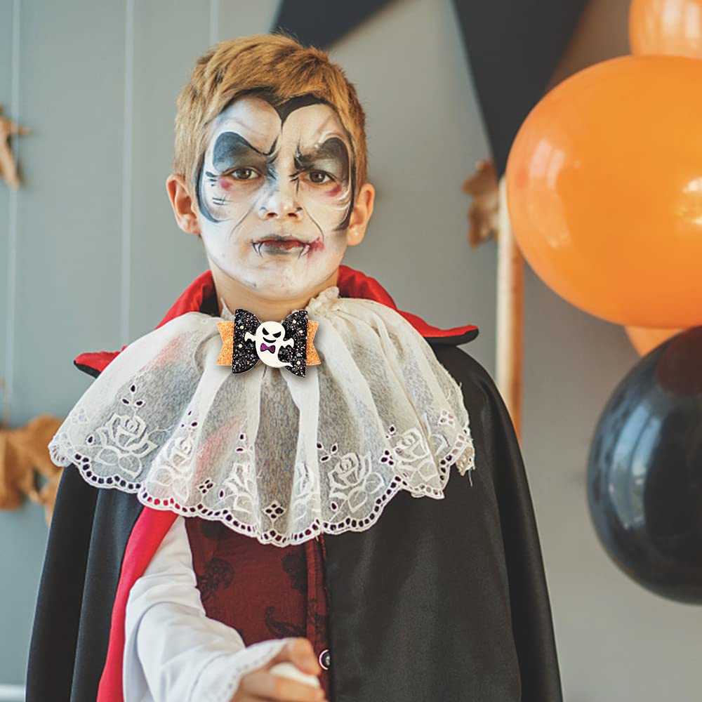 4 Pcs Halloween Hair Bows, Glittering Ghost Spider Hair Clips for Girls, Spider Hair Bows for Woman, Pumpkin Hairpins for Kids, Cartoon Halloween Hair