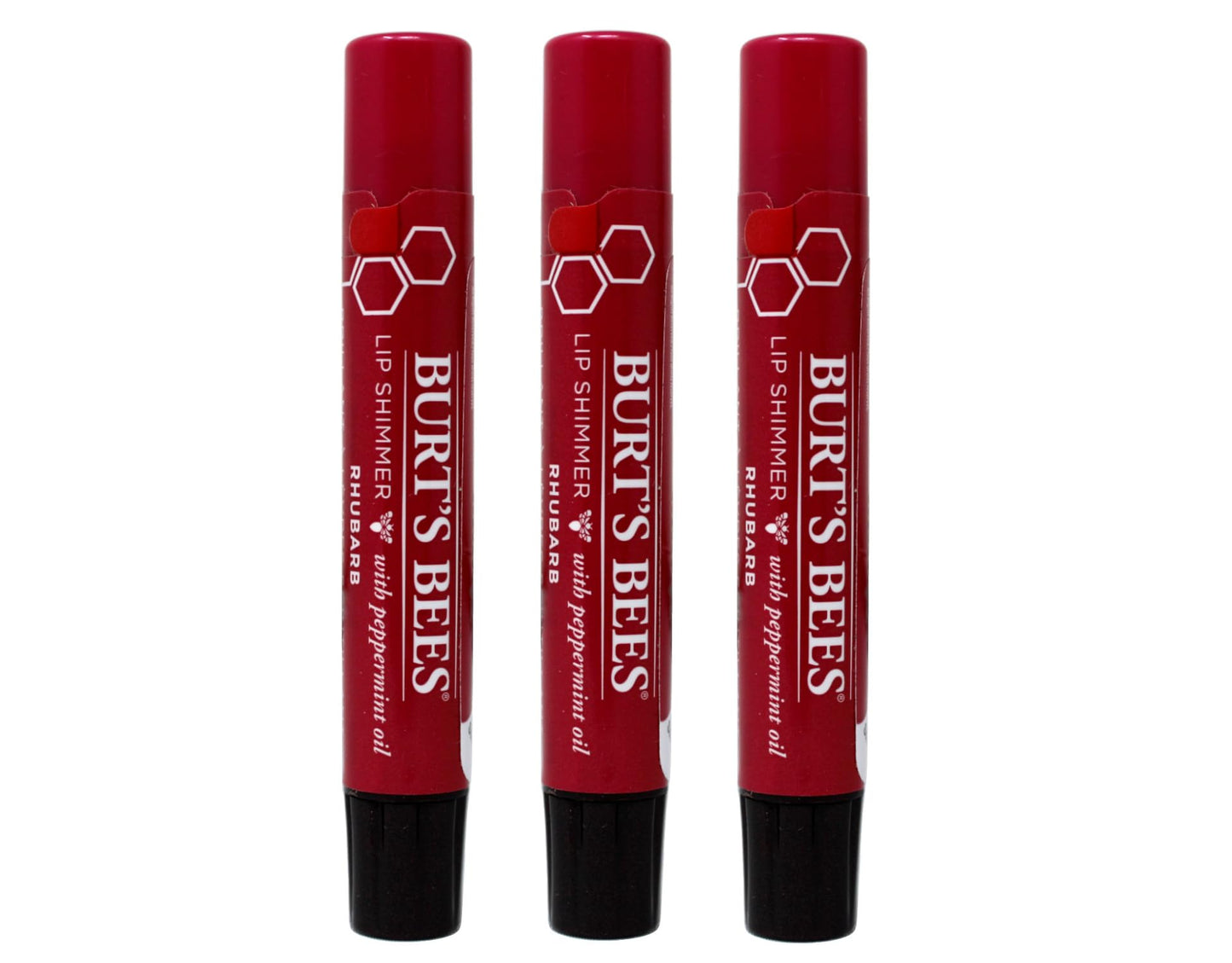 Burt's Bees Lip Shimmer, Rhubarb 0.09 oz (Pack of 3)