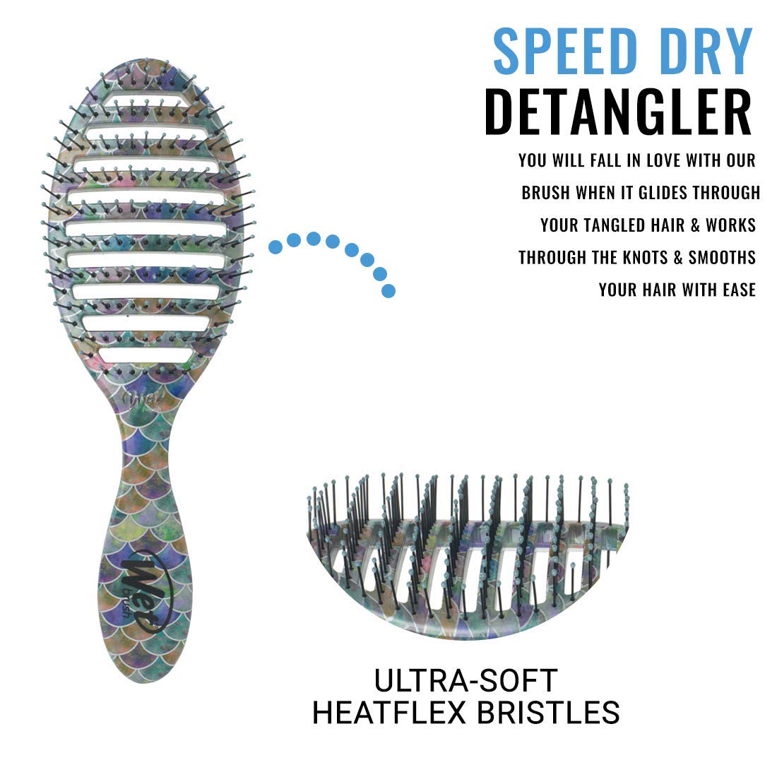 Wet Brush Speed Dry Hair Brush, Mermaid Tail - Vented Design and Ultra Soft HeatFlex Bristles Are Blow Dry Safe With Ergonomic Handle Manages Tangle
