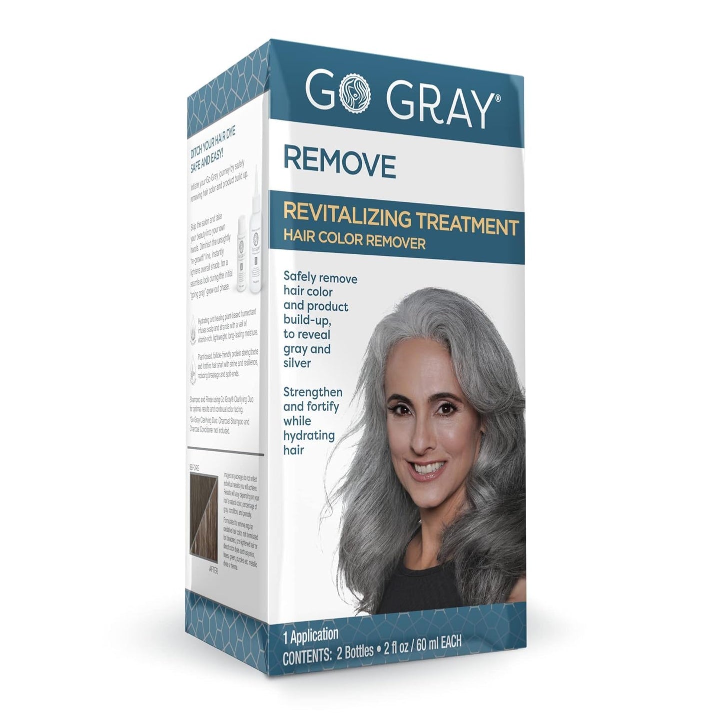 Go Gray Treatment System (Remove), 1 Application, Revitalizing Treatment Hair Color Remover Safely Removes Hair Dye to Reveal Gray & Silver