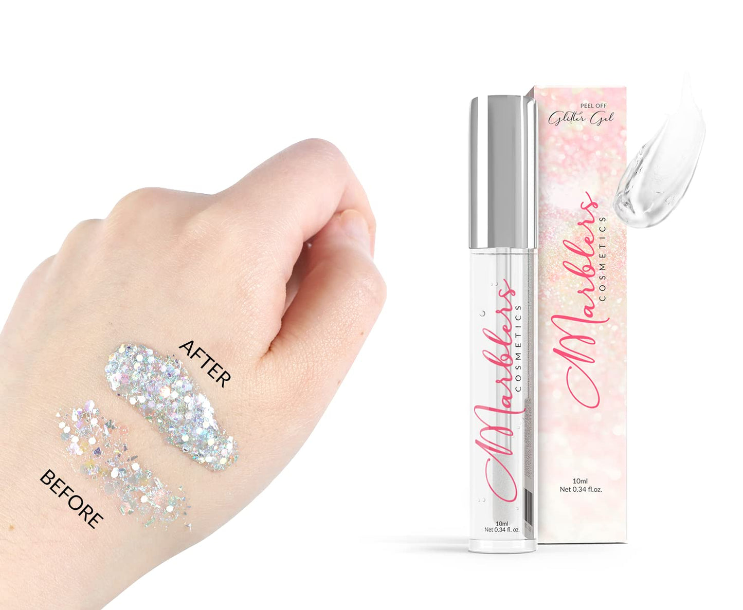 MARBLERS Holographic Face & Body Glitter [Holo Silver] 0.18oz (5g) | Fine | Non-Toxic | Vegan | Cruelty-Free | Festival, Rave & Party Makeup | Eye
