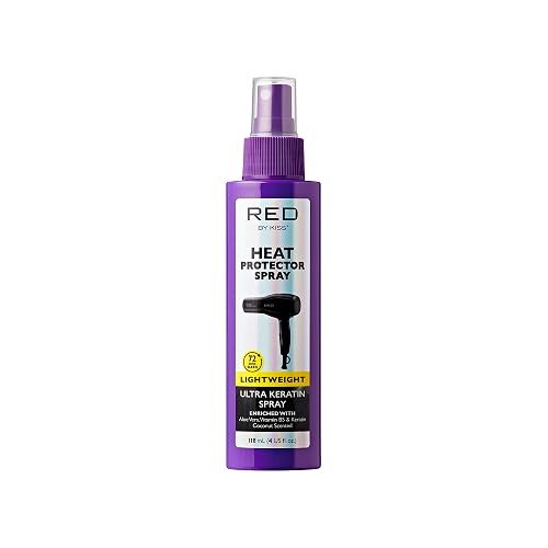 Red by Kiss Heat Protector, 4 Fl Oz - Ultra Keratin Spray for Thermal Protection, Enriched with Vitamin B5 & Keratin, Hydration, Strength, and Anti