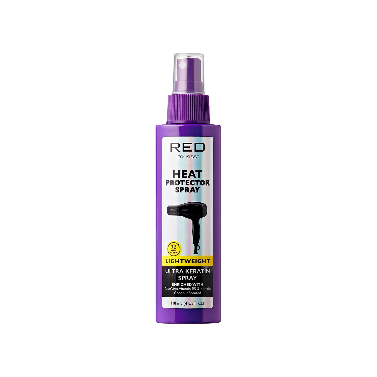 Red by Kiss Heat Protector, 4 Fl Oz - Ultra Keratin Spray for Thermal Protection, Enriched with Vitamin B5 & Keratin, Hydration, Strength, and Anti