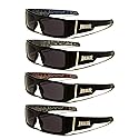 Locs Gangsta Sunglasses Various Combos 58 Style (4 Pack Blue, Red, White, Silver Bandana)