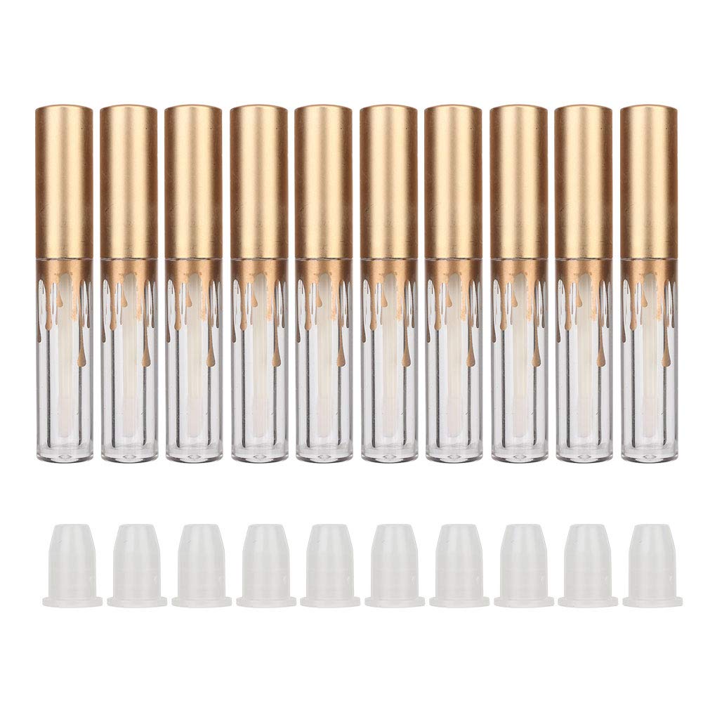 10 pcs Empty Lip Gloss Tubes, Transparent and Glod Plastic Lip Gloss Tube Containers DIY Lipstick Balm Travel Makeup Transparent Bottle With Matte