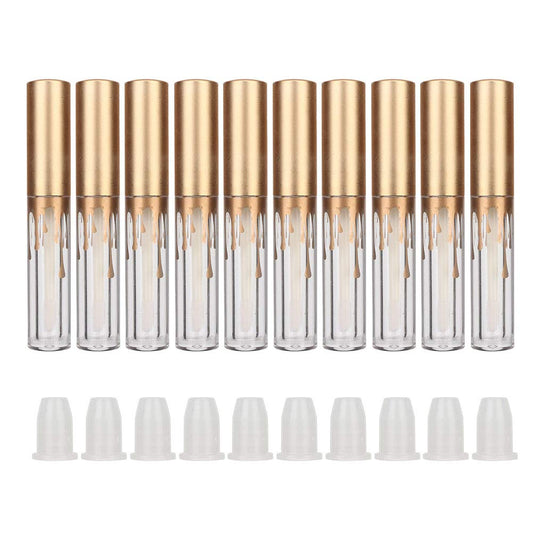 10 pcs Empty Lip Gloss Tubes, Transparent and Glod Plastic Lip Gloss Tube Containers DIY Lipstick Balm Travel Makeup Transparent Bottle With Matte Beauty & Personal Care Rotekt1740