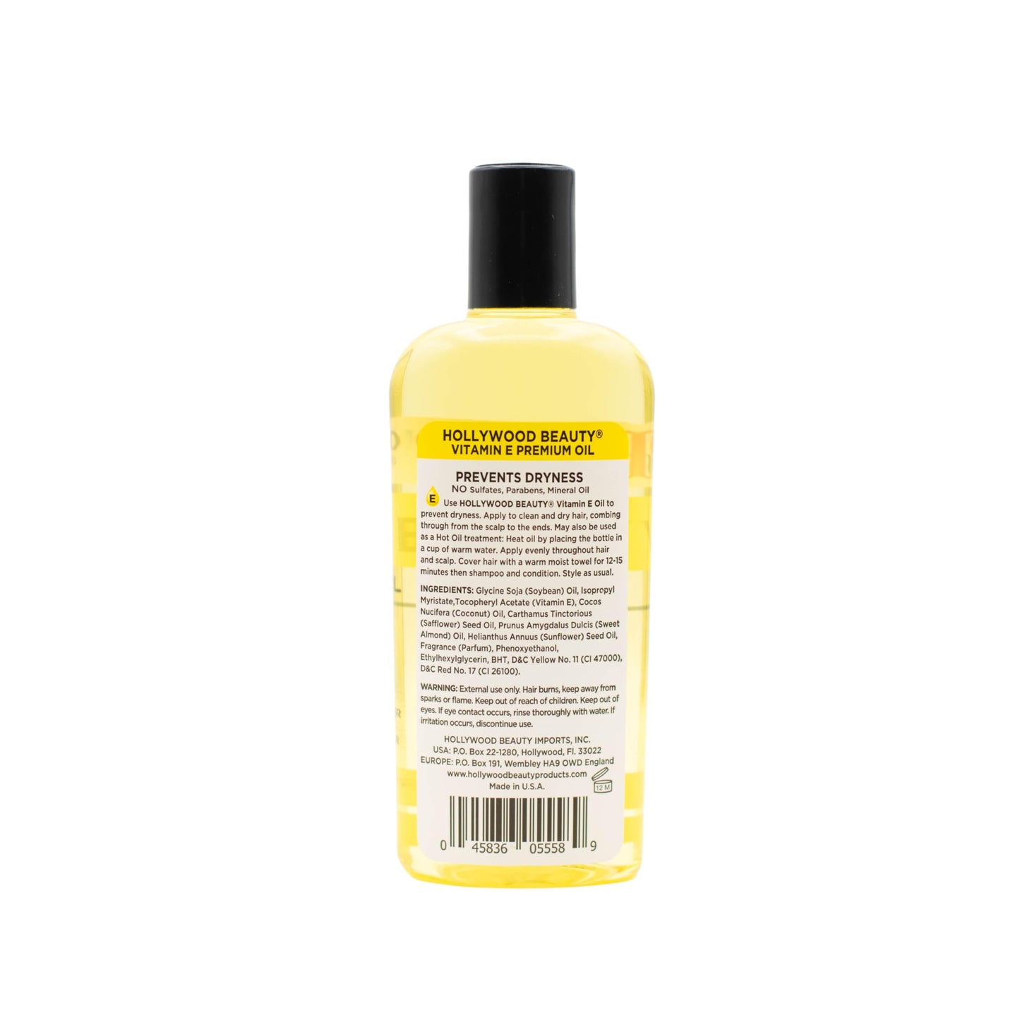 Hollywood Beauty Vitamin E Hair & Skin Oil, 8 oz - Prevents Dryness, Stimulates Healthy Hair Growth, Repairs Damaged Skin, Anti-Aging