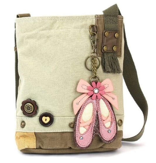 CHALA Patch Cross-Body Women Handbag, Canvas Messenger Bag - Ballerina Sand