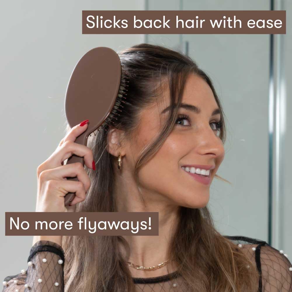FRAMAR Soft Boar Bristle Hair Brush For Women - Boars Hair Brush For Women, Boar Brush For Fine Hair, Hairbrush For Fine Hair, Soft Bristle Brush Beauty and Personal Care FRAMAR