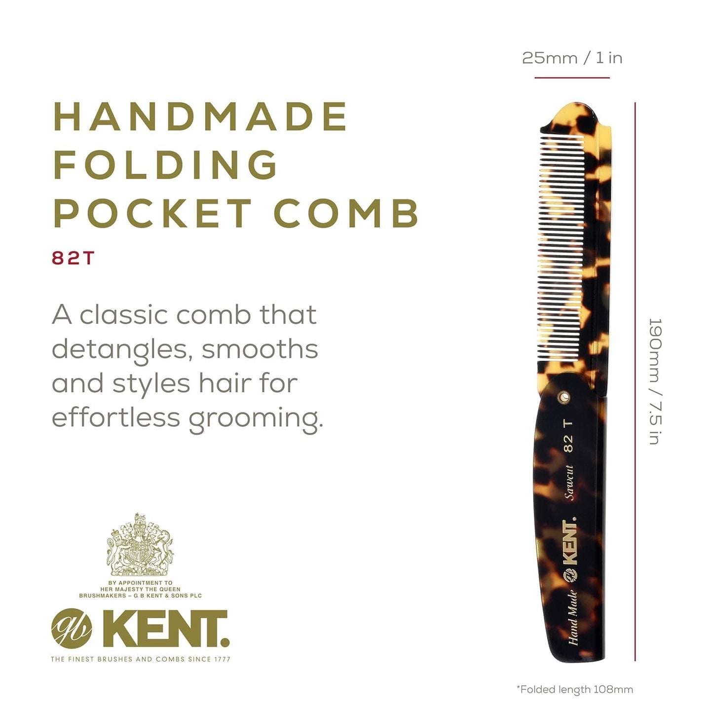 Kent Set Men's Hair Pocket Combs, 81T X-Small, OT All Fine Tooth, 82T Fine Tooth Folding Comb. Best Hair, Beard and Mustache Grooming Kit for Travel Beauty and Personal Care KENT