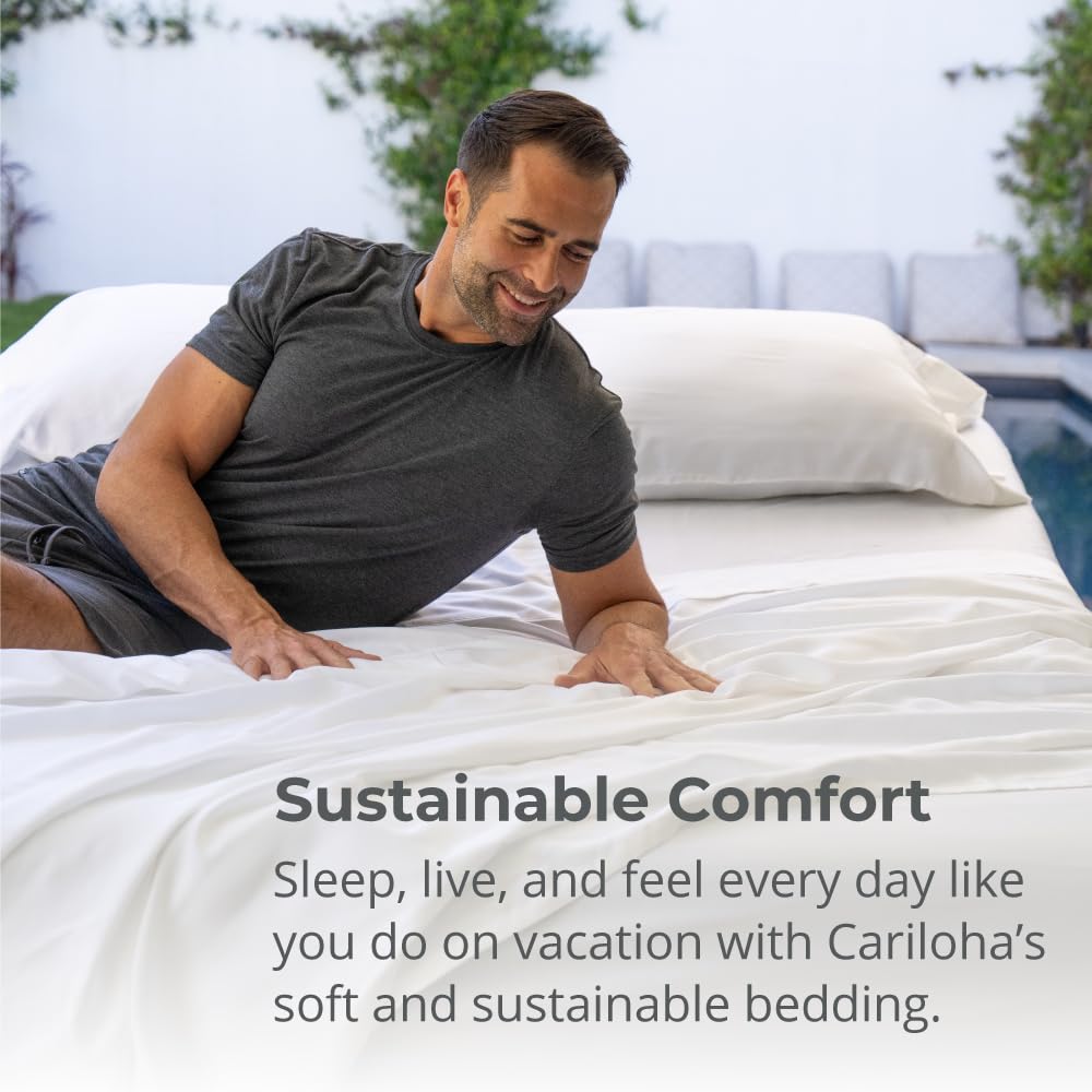 Cariloha Classic 2-Piece Twill Pillowcase Set | White | Standard | Viscose Material | Allergy Resistant, Naturally Thermal-Regulating, and Extra Soft